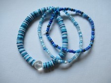 3 Armbänder - 3-teiliges Schmuckset - türkis-weiß-blau - NEU - Handmade