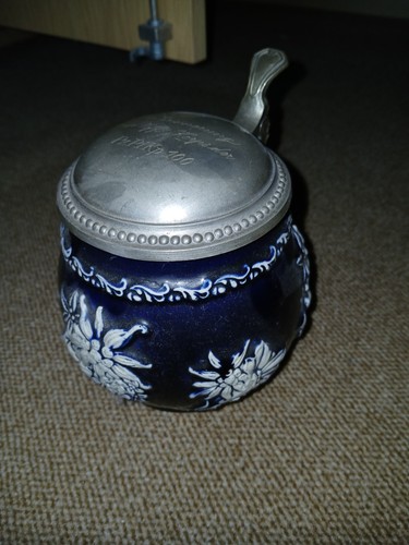 Porzellan bierkrug zinndeckel - porzellan,