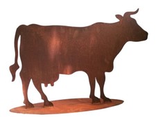 Dekofigur Kuh auf Platte im
