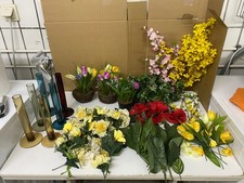 Deko Konvolut Frühling Blätter Kunstblumen Rosen Krokus Forsythien