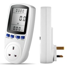 Plug-In Stromkostenmonitor Energiespar Stromzähler Steckdose LCD Display UK