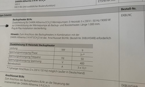 Daikin backupheater bu9 - daikin, ek