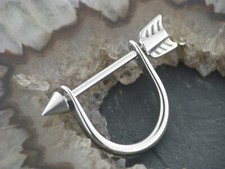 Schwarz Silber Nippel Brust Steigbügel Intimpiercing Brustpiercing Pfeil Arrow