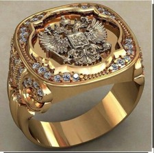 Adler Herren Ring/Siegel Ring/Zirkonia Steine Ring/ vergoldet/  Größe 62