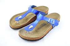 Birkenstock Gizeh Blau EU 40 Zehentrenner Sandalen Schmale Weite Damen