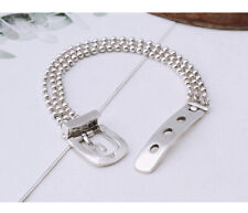 B32 Armband Gürtelschnalle Kugelkette 3 Reihen 16 18 20 cm Sterling Silber 925