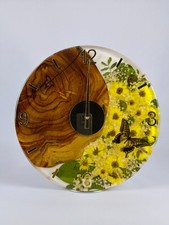 Wanduhr Funk Epoxid Harz 35cm Holz Uhr Wandkunst