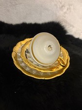 3 teile Gloria Sammeltasse Porzellan Gold echt Glanzgold