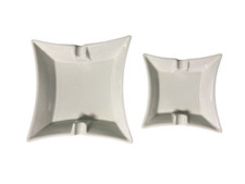 2er Set Aschenbecher aus Porzellan eckig Ascher Zigaretten Aschenbecher weiß