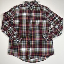 Henson&Henson Flanell Langarm Hemd wärmend Gr. 39/40,M, Karo Rottöne Grün, Weiß