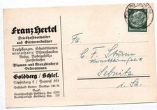 Alte Postkarte Goldberg Schlesien 1938 Hertel Friedhofsverwalter Gärtnerei