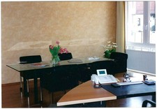 ROSENTHAL Schreibtisch 70er Jahre halbrund braun schwarz