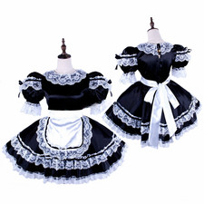 Mädchen Maid Schwarz Satin