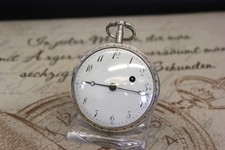 Große antike Spindel Taschenuhr in Silber verge pocket watch