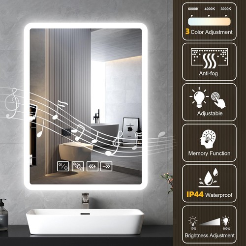 Led badspiegel mit uhr touch - badspiegel,