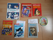 Bastelbuch Bastelhefte - Lustige Tiere, Malbuch Masken Fensterbilder Moosgummi