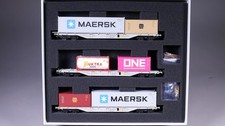 H0 DC B-Models 54.300 3er-Set Containertragwagen Maersk/MSC AAEC in OVP #5BB_452