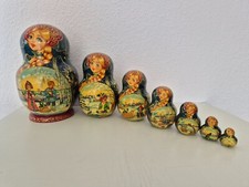 russische matroschka 7 tlg. 20-3 cm hoch holzpuppe handbemahlt wie neu