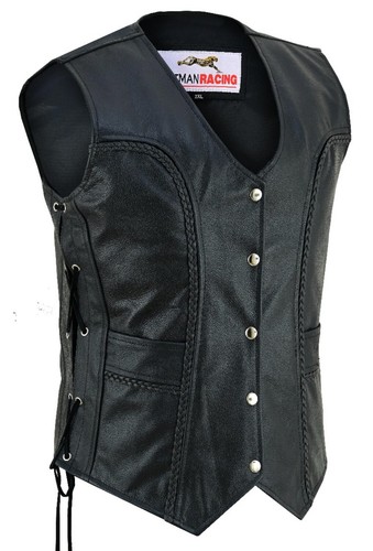 Damen leder weste kutte - weste,