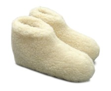 Bettschuhe Hüttenschuhe weiß aus 100% Schafwolle, Lammwolle, Schaffell, Lammfell