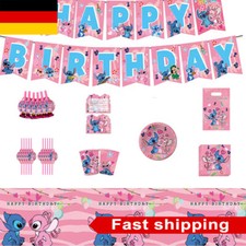 Lilo & Stitch Pink Kinder Geburtstag Party Geschirr Papier Teller Becher Set