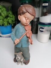 Geiger mit Hund Schöne Alte Achatit Skulptur,Figur, Naturstein Handarbeit, 27 cm