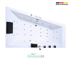 Whirlpool Badewanne Rechteck - Friesland Premium | 2 Personen, Whirlwanne Indoor