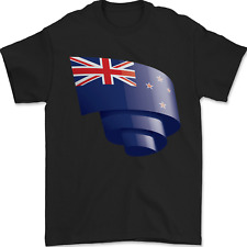 Curled New Zealand Flag Zealander Kiwi Day Herren T-Shirt 100% Baumwolle