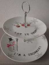 Etagere Porzellan 2 Teller Servierteller Servierschale Gebäckteller Weihnachten