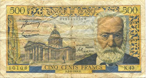 Frankreich billet 500 francs - frankreich,,