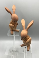 2 Große Hasen Natur Holz Figur Erzgebirge Osterhase Ostern Selten Rarität Hase