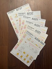 Safety Card Set Lufthansa A319,  A321, B737, 5 verschiedene Karten