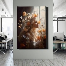 Leinwandbild frau blumen - frau,