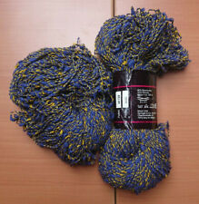 Altes Häckel-/Strickgarn, 60% Baumwolle, 40% Viscose, Blau/gelb (60728)