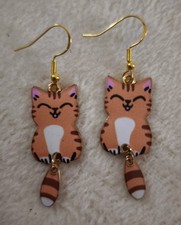 Ohrringe Katzen Katzer Orange Ohrhänger lustig vintage rockabilly Kinder gold