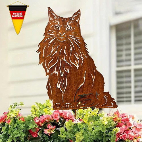 Gartenstecker katze rost - gartenstecker,
