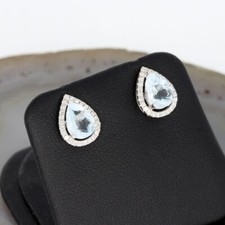 Wert 870 € Brillant Aquamarin Ohrstecker Tropfen in 750 18 Karat Weiß Gold