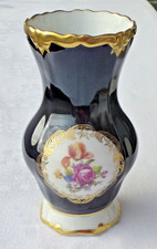 Weimarer Porzellan Vase Echt Weimar-Kobalt gold H:14 cm Tulpe Rose Vitrinenstück