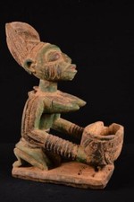 17990 Eine authentische afrikanische Yoruba weibliche Statue mit Opferschale Nigeria