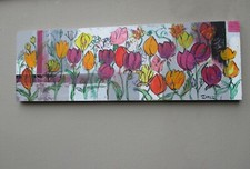 Acrylmalerei Leinwand 150x50cm abstrakt Floral Blumenbild Sonja Zeltner-Müller