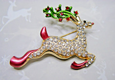 Trachten-Schmuck Brosche Anstecknadel Funkelnder Hirsch mit Strass NEU
