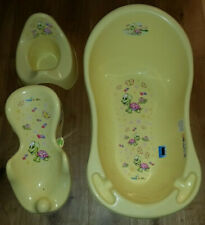 Badewanne-Set 3 xTeile Baby Badewanne Badesitz Wanne mit Thermometer #
