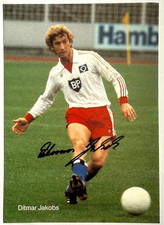 Ditmar Jakobs HSV Hamburger SV  handsignierte Autogrammkarte 80ziger Rothosen BP