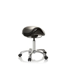 Rollhocker Sattelhocker Sattelstuhl 3D-Sitz Schwarz Weiß ORTHO SIT hjh OFFICE