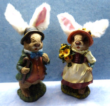 26407. Schöne Osterhasen  Osterhase  Paar Polyresin mit Plüschohren  2 Stück