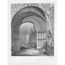 Aberbrothwick (Arbroath) Western Doorway - antiker Druck 1848
