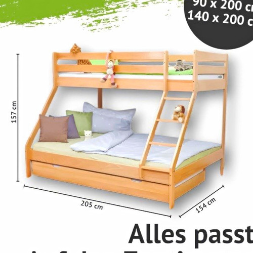 Holz etagenbett 90x200 140x200 - holz-etagenbett, 90x200/140x200