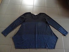 Max Studio Feinstrick Pulli 42 44 L blau schwarz Töne, teilweise gestreift