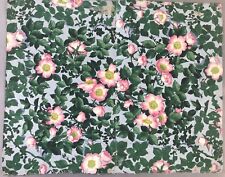 1/5: Mischtechnik Gemälde Blumen Hecken-Rose Stoff/Tapete cTh ~Cella Thoma ~1900