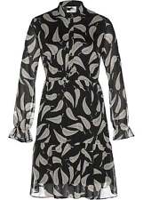 Neu Chiffon Kleid Gr. 48 Schwarz Wollweiß Floral Damenkleid Freizeitkleid Dress